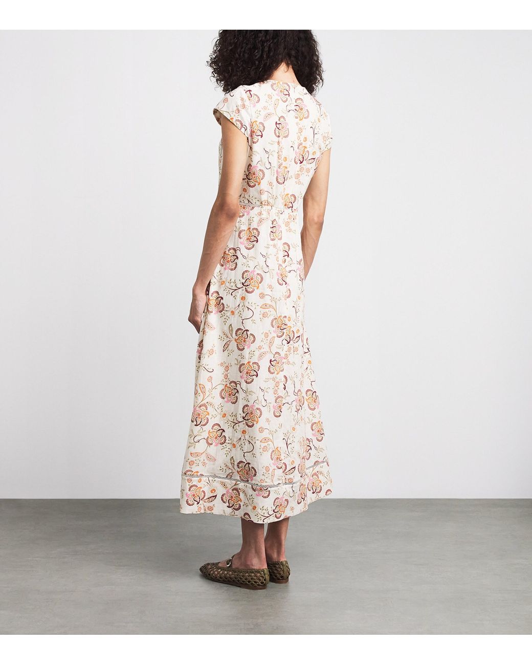 ME+EM Natural Creaseless Linen-Blend Midi Dress