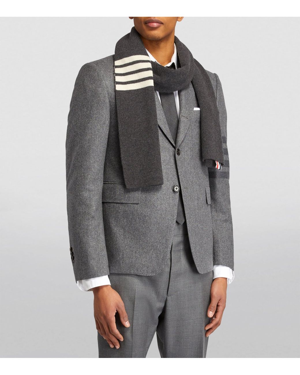 Thom Browne Black Cashmere 4-Bar Scarf for men