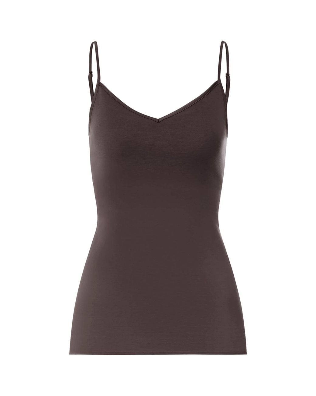 Hanro Brown Cotton Seamless Camisole