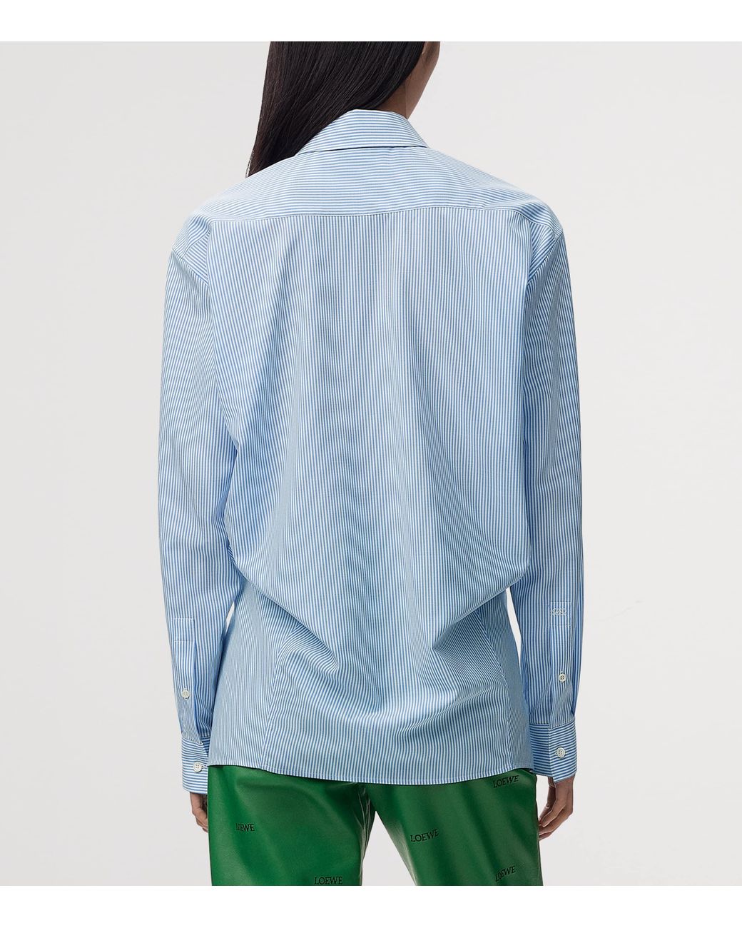 Loewe Blue Wool Stripe Longline Shirt