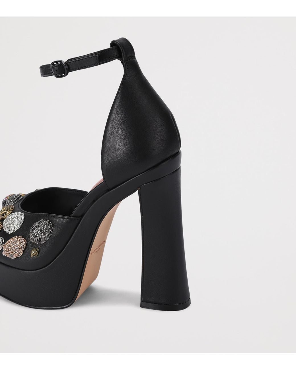 Kurt Geiger Black Leather Embellished Eagles Platform Sandals 13