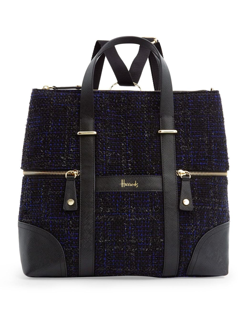 Harrods Tweed Wandsworth Convertible Backpack in Blue Lyst