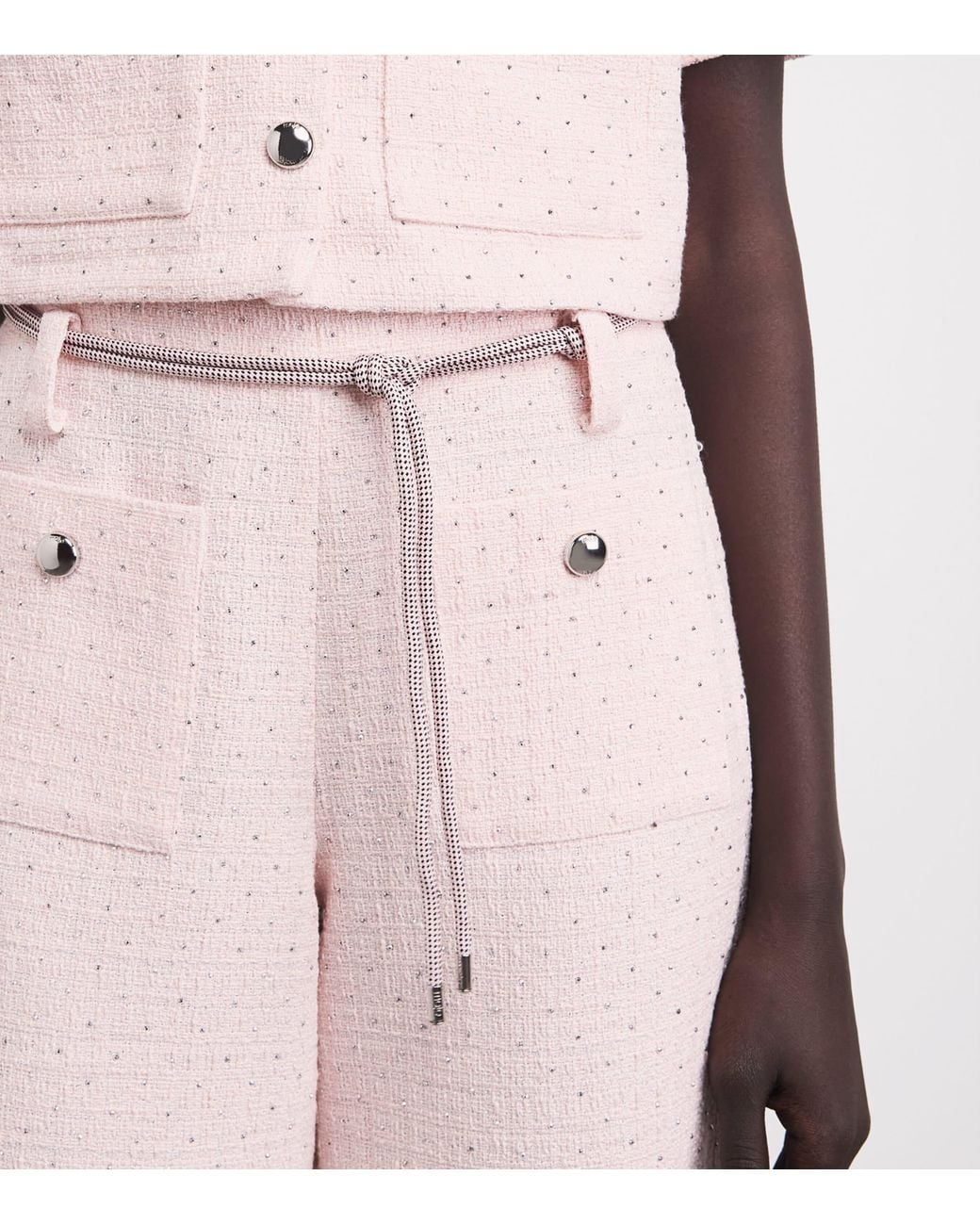 Maje Pink Tweed Wide-Leg Trousers