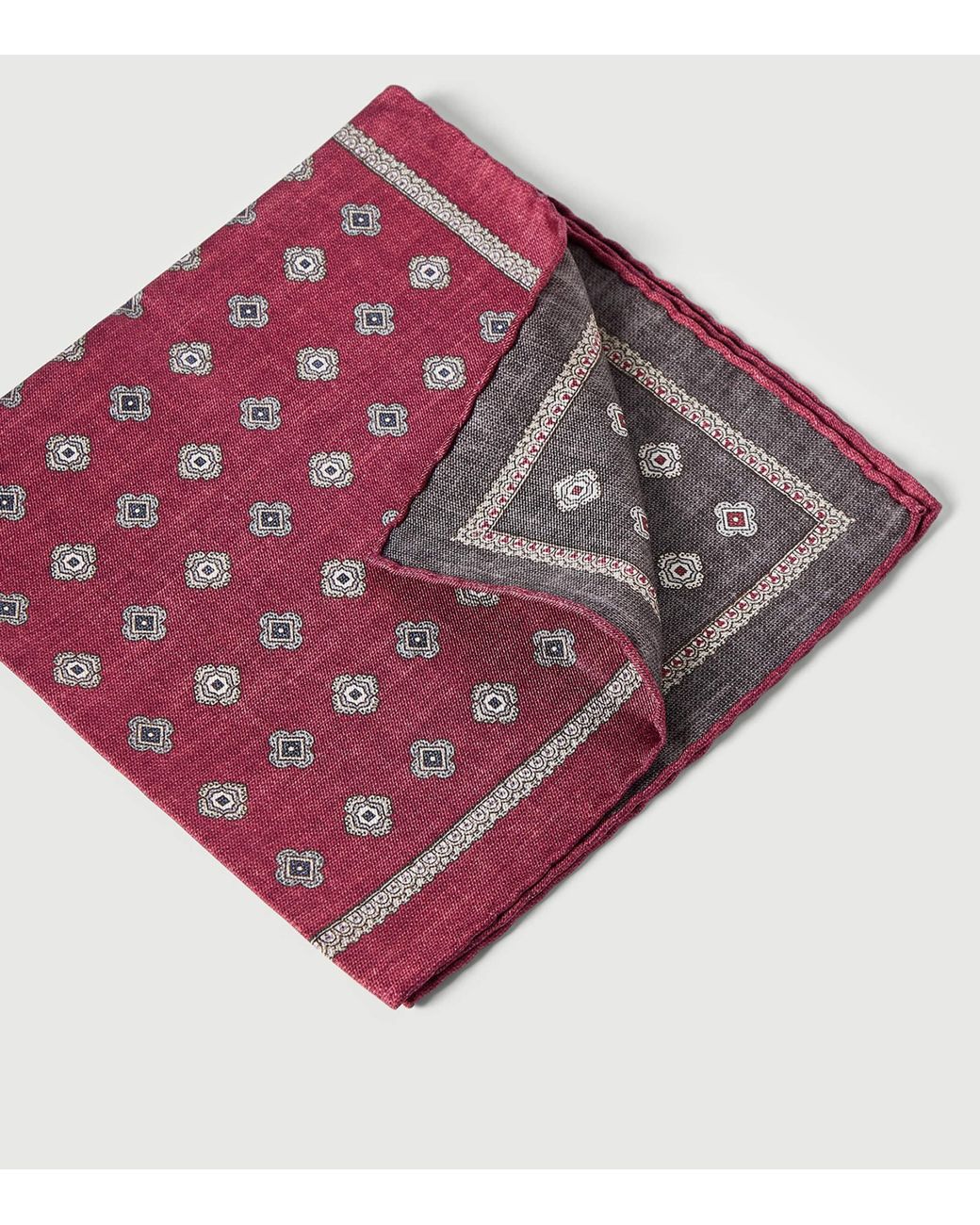 Brunello Cucinelli Purple Silk Medallion Pocket Square for men