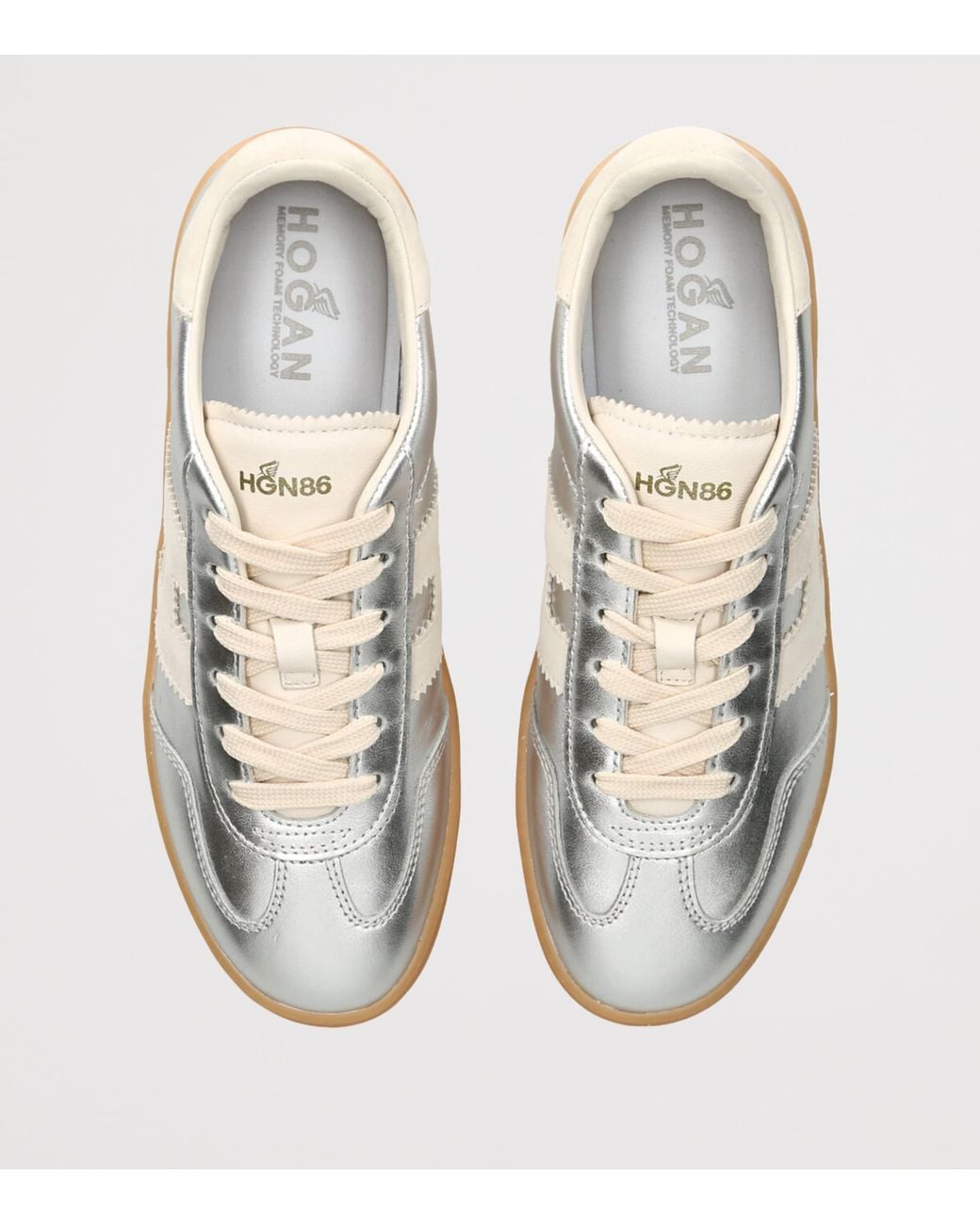 Hogan White Leather Metallic Cool Sneakers
