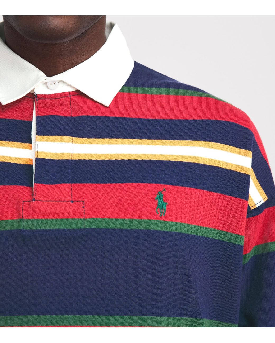 Polo Ralph Lauren Red Cotton Stripe Rugby Shirt for men