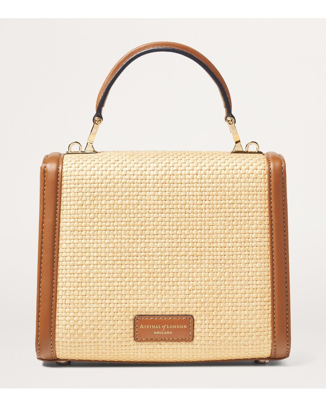 Aspinal Natural Raffia Mayfair Midi Bag