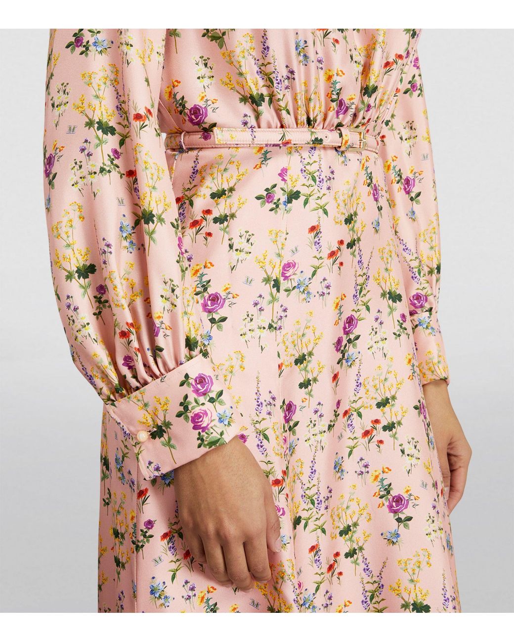 Max Mara Silk Floral Maxi Dress in Pink | Lyst
