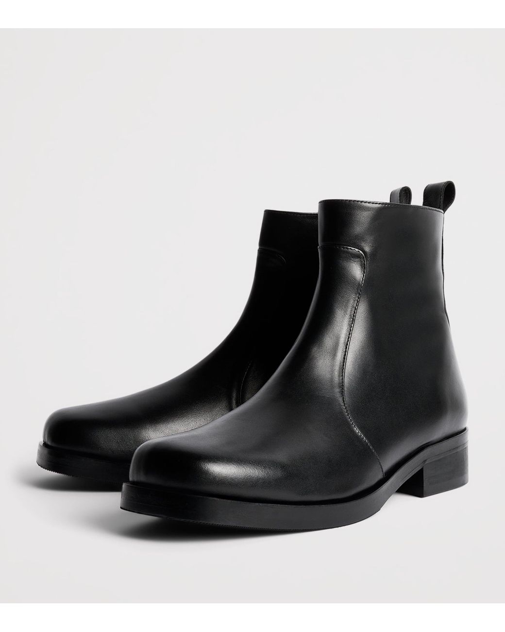 Studio Nicholson Black Leather Square-Toe Boots for men