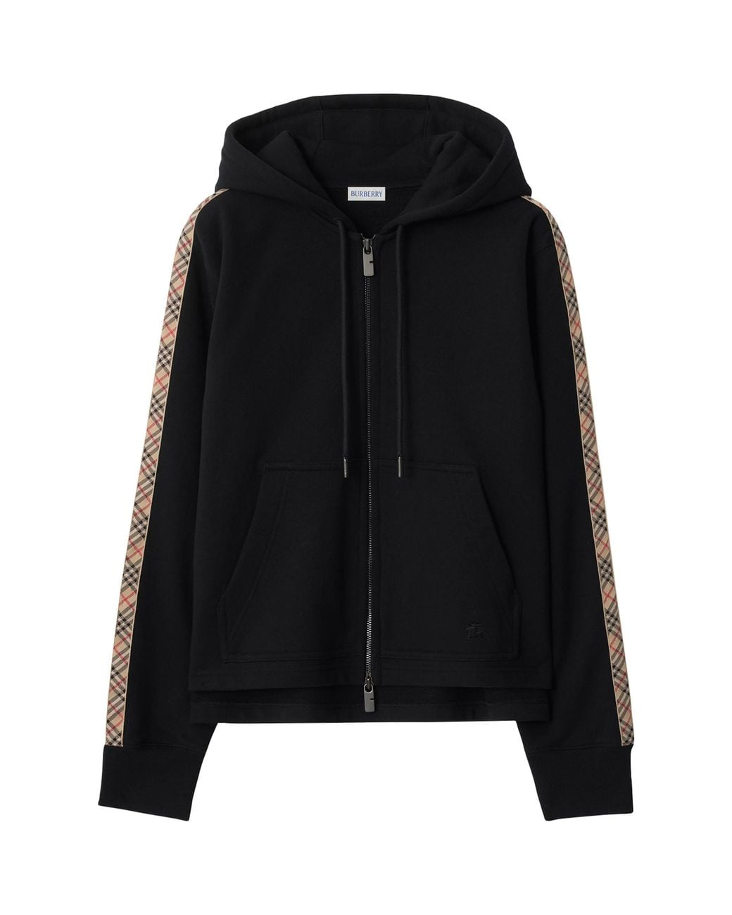 Burberry Black Cotton Zip-Up Hoodie