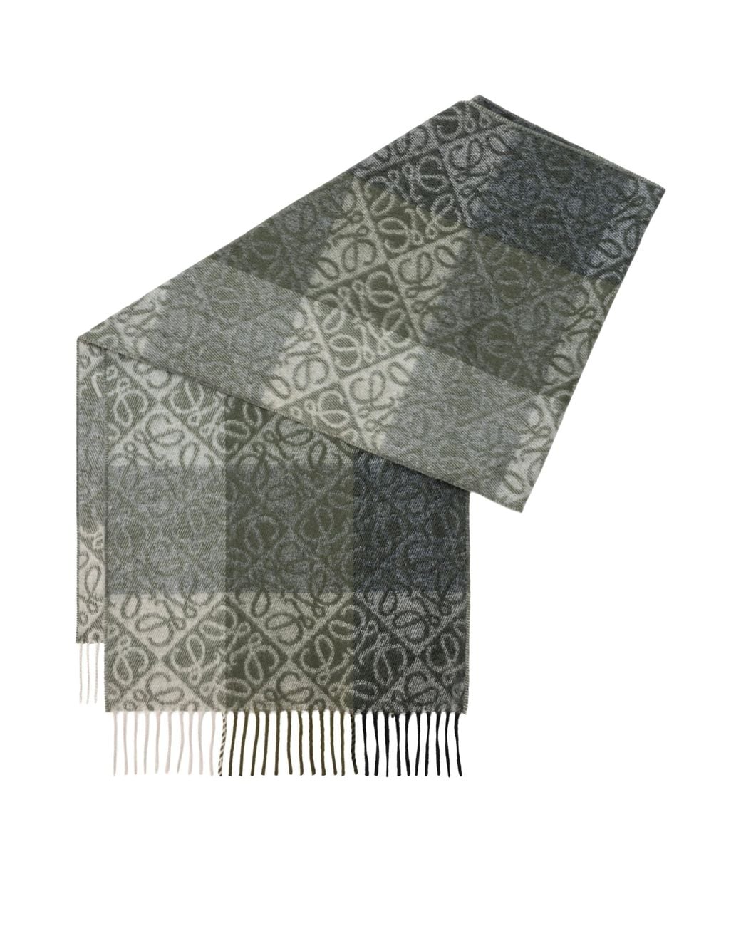 Loewe Green Wool-Cashmere Anagram Scarf