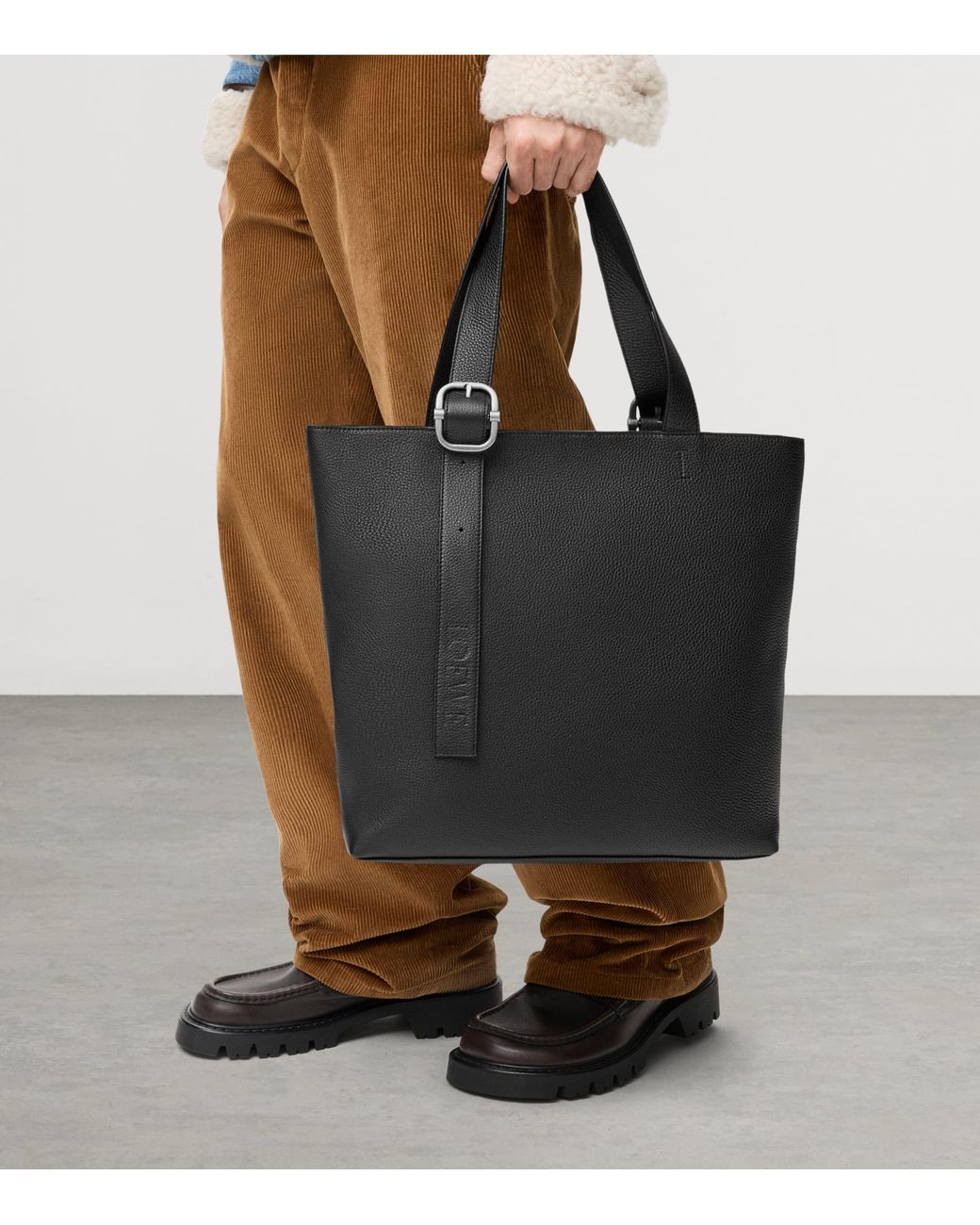 Loewe Black Grained Calfskin Loop Tote Bag for men