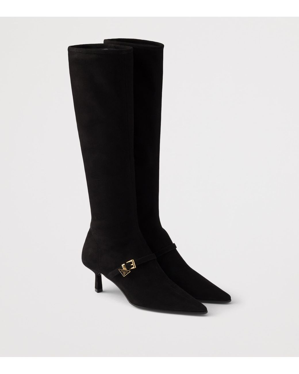 Prada Black Stretch Suede Boots