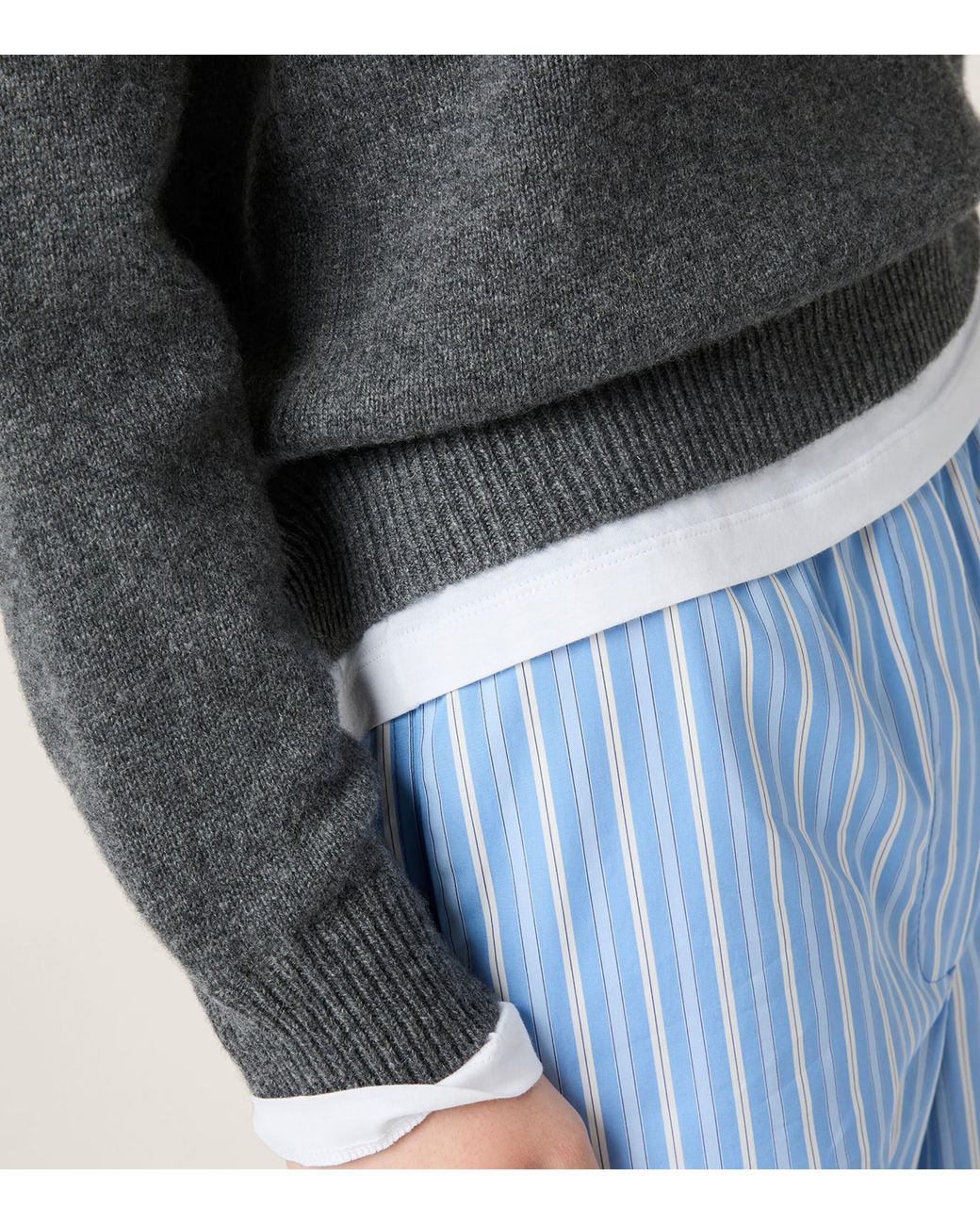 Miu Miu Gray Cashmere Trompe-L'Oeil Sweater