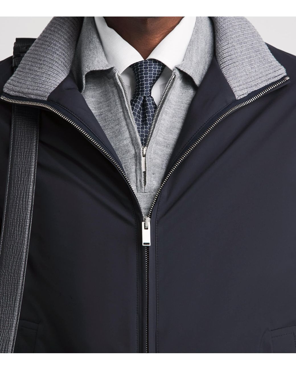 Lardini Blue Shell Bomber Jacket for men