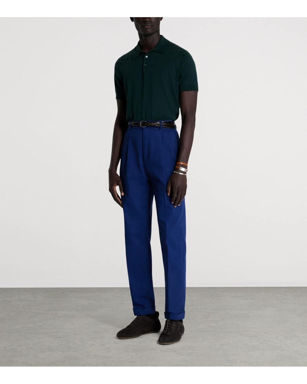 Dunhill Green Cotton-Mulberry Silk Polo Shirt for men