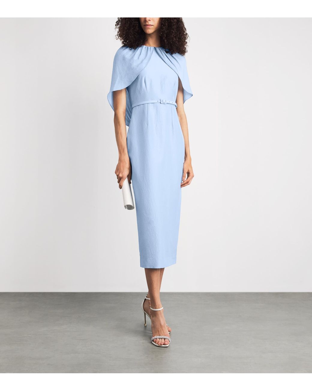 Roland Mouret Blue Cape-Detail Midi Dress