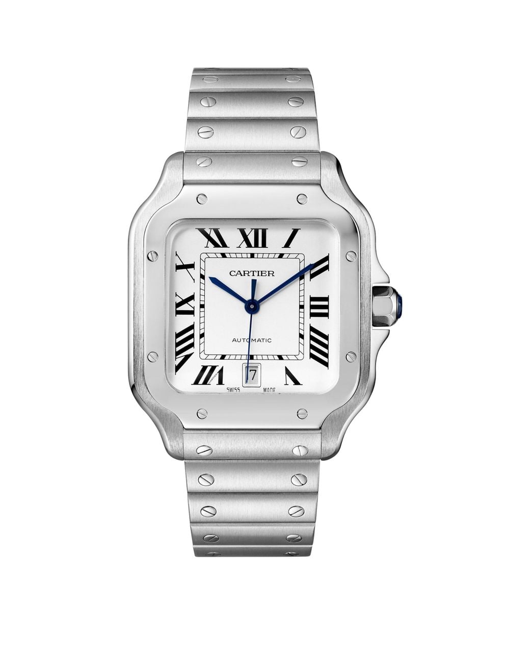 Cartier Gray Large Steel Santos De Watch for men