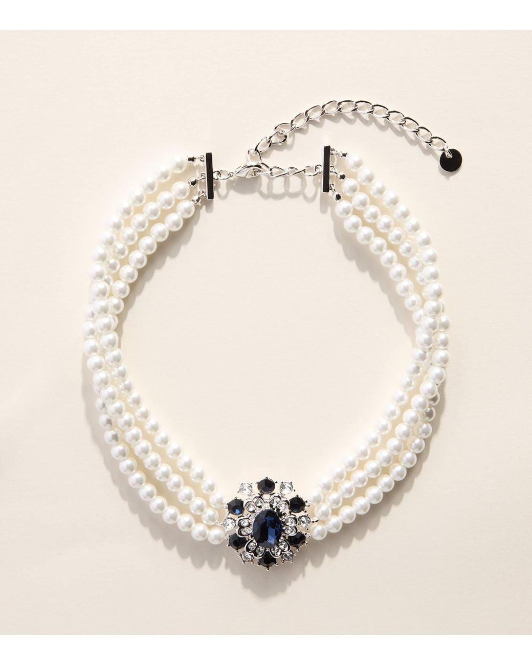 Self-Portrait Natural Faux Pearl And Crystal-Embellished Choker Necklace