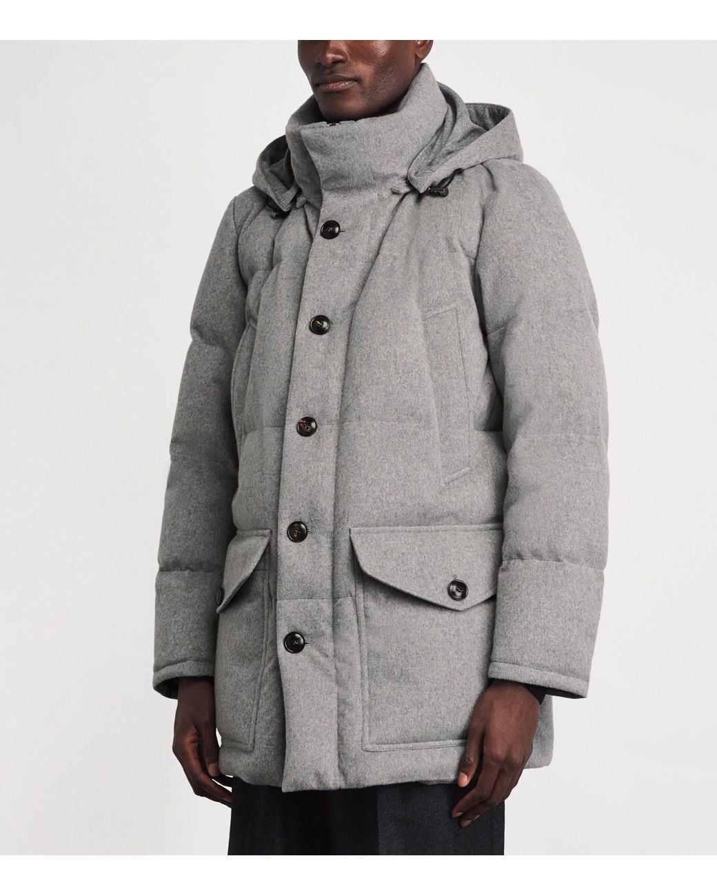 Pal Zileri Gray Virgin Wool-Cashmere Down Jacket for men