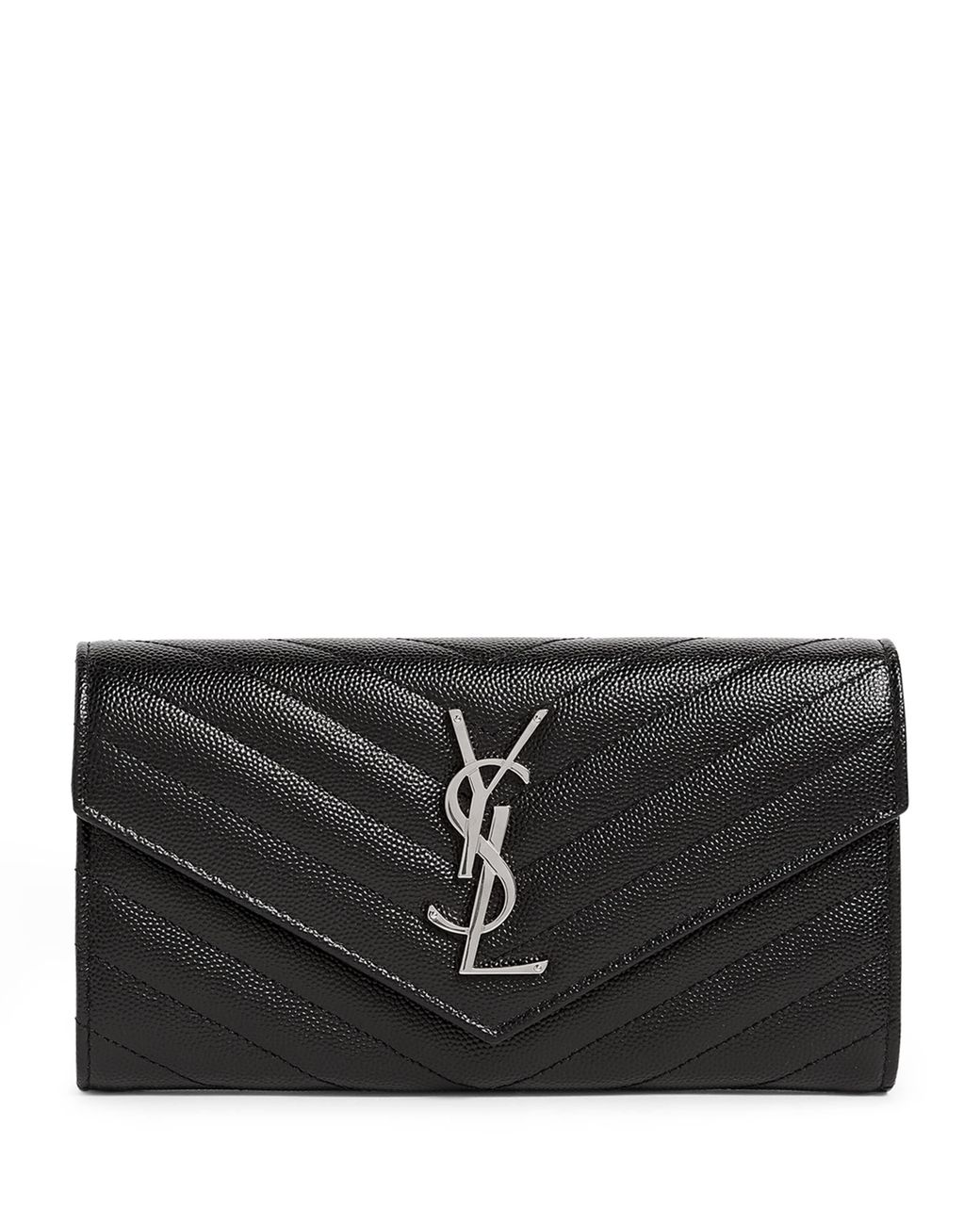 Saint Laurent Black Monogram Matelassé Large Flap Wallet