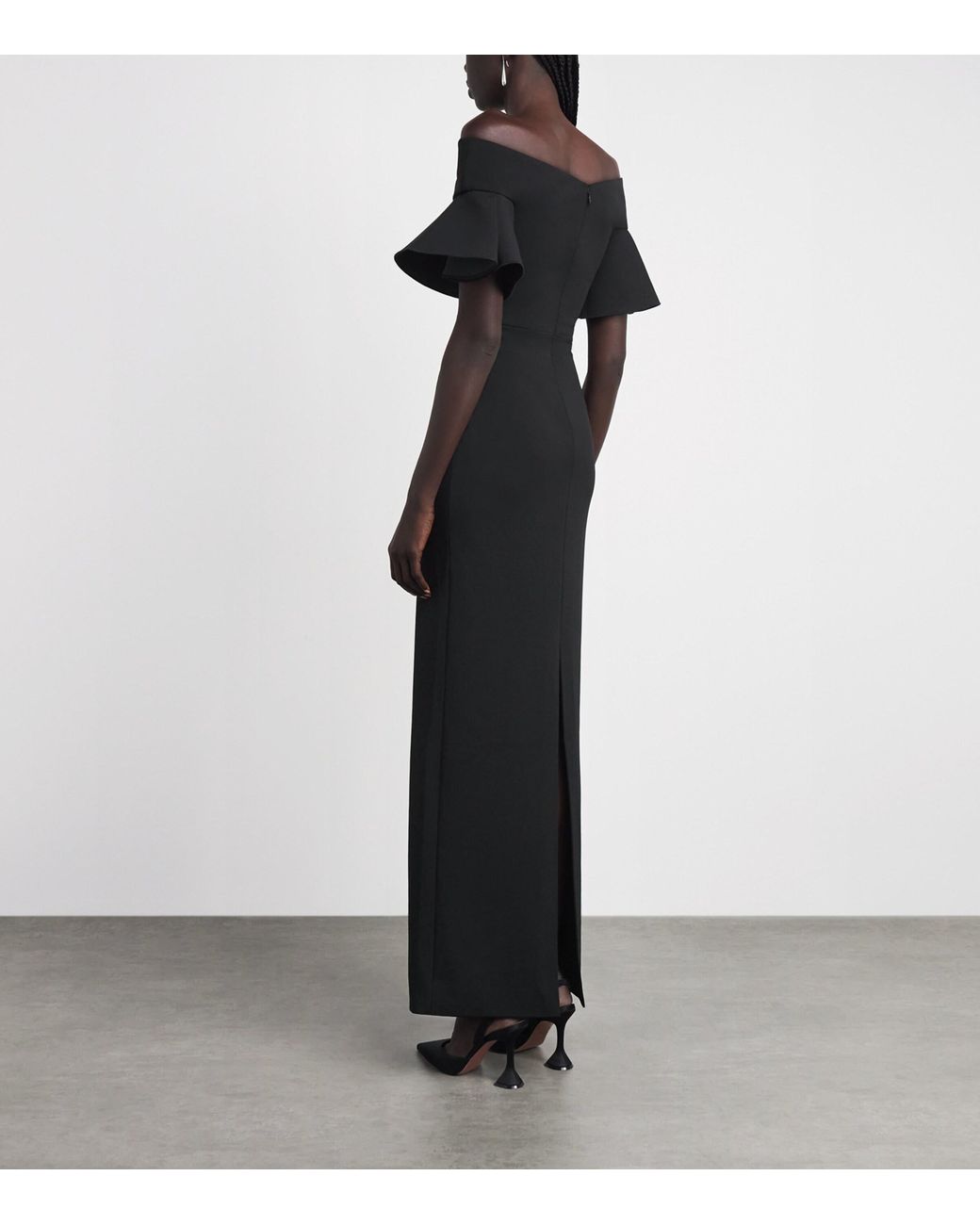 Solace London Black Off-The-Shoulder Cielo Gown
