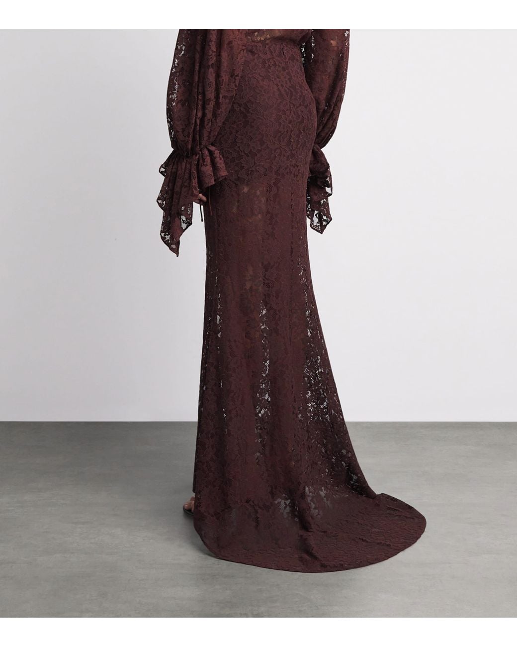 De La Vali Brown Lace Pasion Maxi Skirt