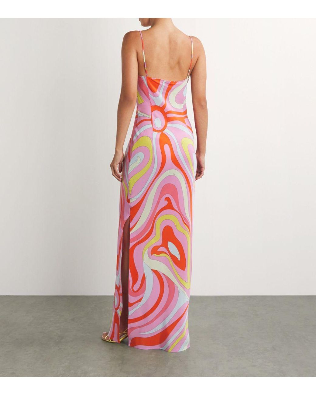 PUCCI Silk Printed Maxi Dress in Pink | Lyst