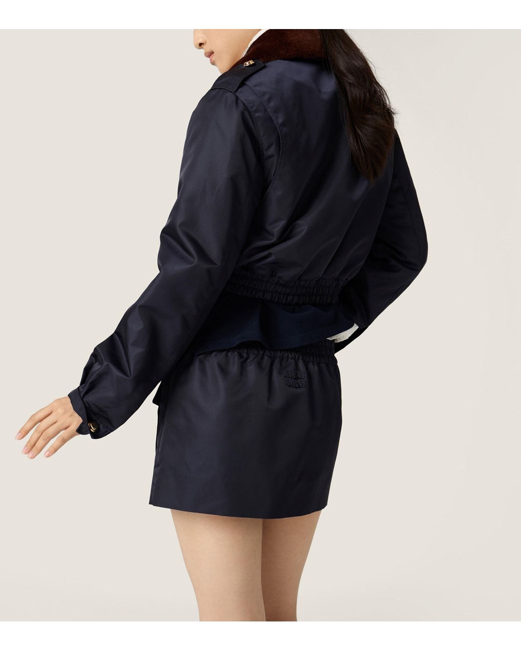 Miu Miu Blue Technical Gazar Bomber Jacket
