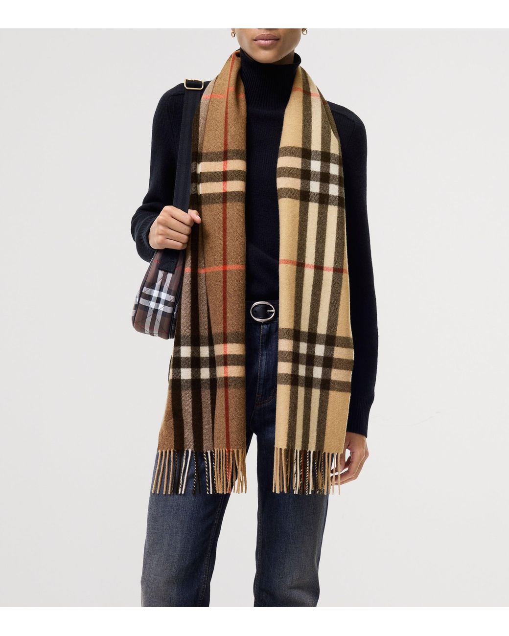 Burberry Natural Cashmere Gradient Check Scarf