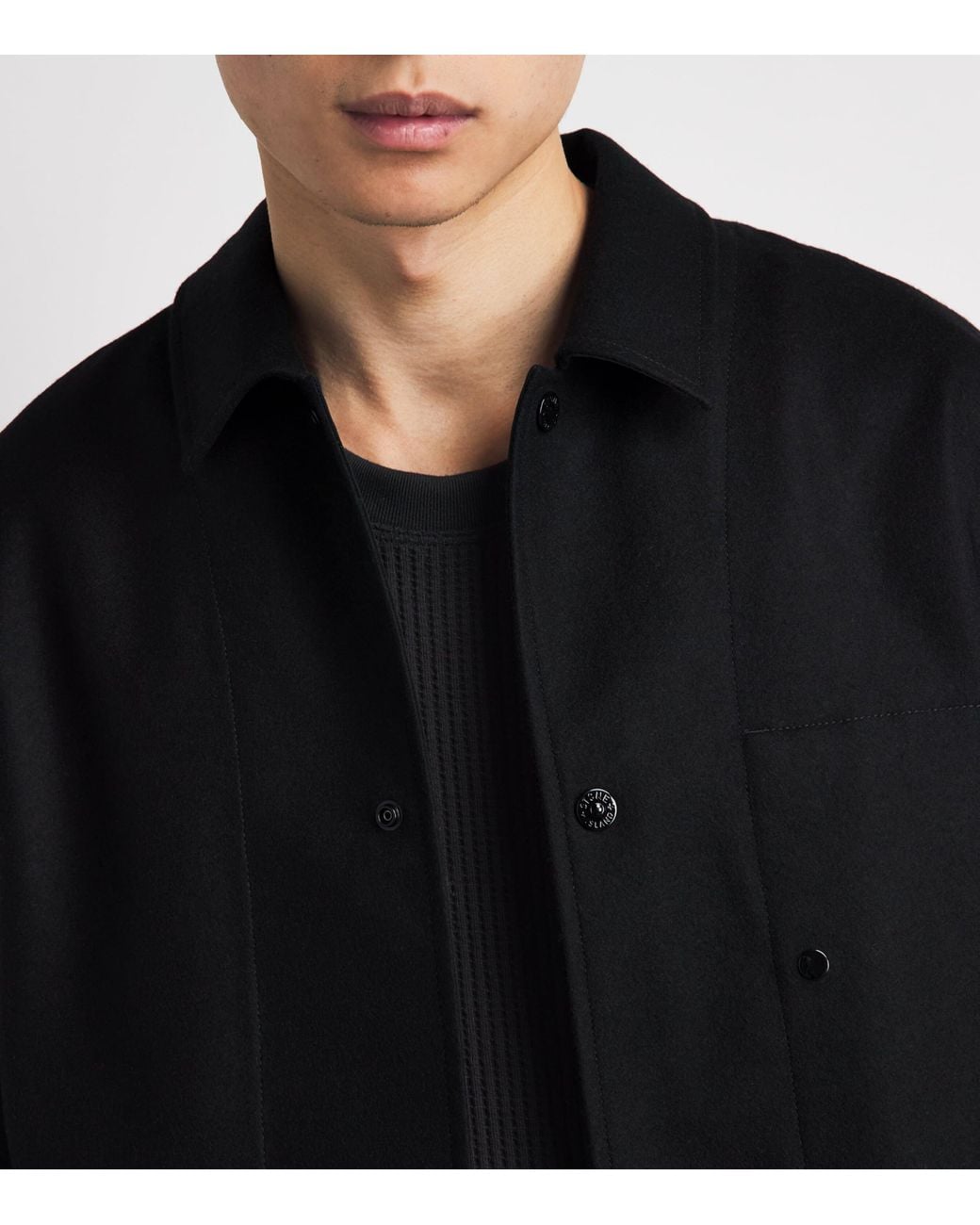 Stone Island Black Ghost Piece Wool-Blend Overshirt for men