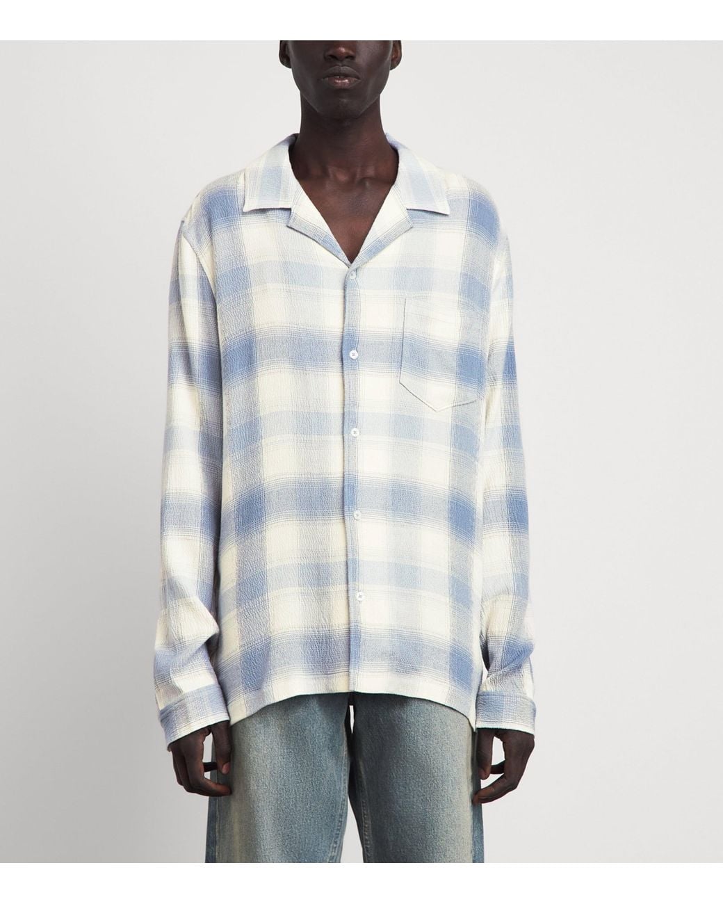 PAIGE Blue Check Kransey Shirt for men
