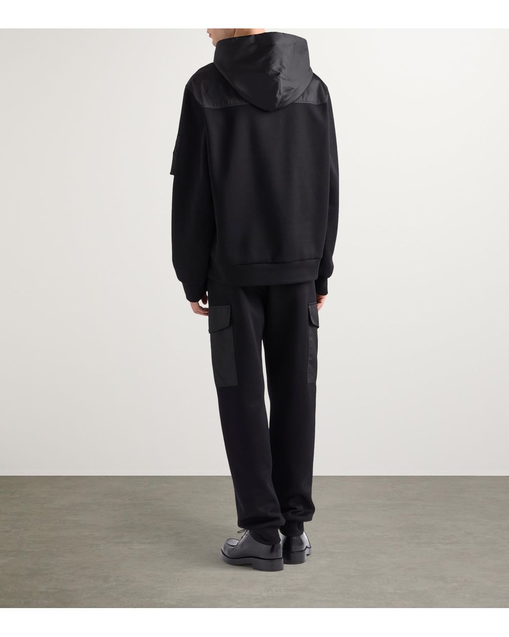 Prada Black Cotton-Fleece And Re-Nylon Hoodie for men