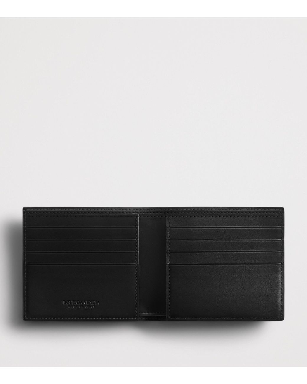 Bottega Veneta Black Leather Intrecciato Bifold Wallet for men