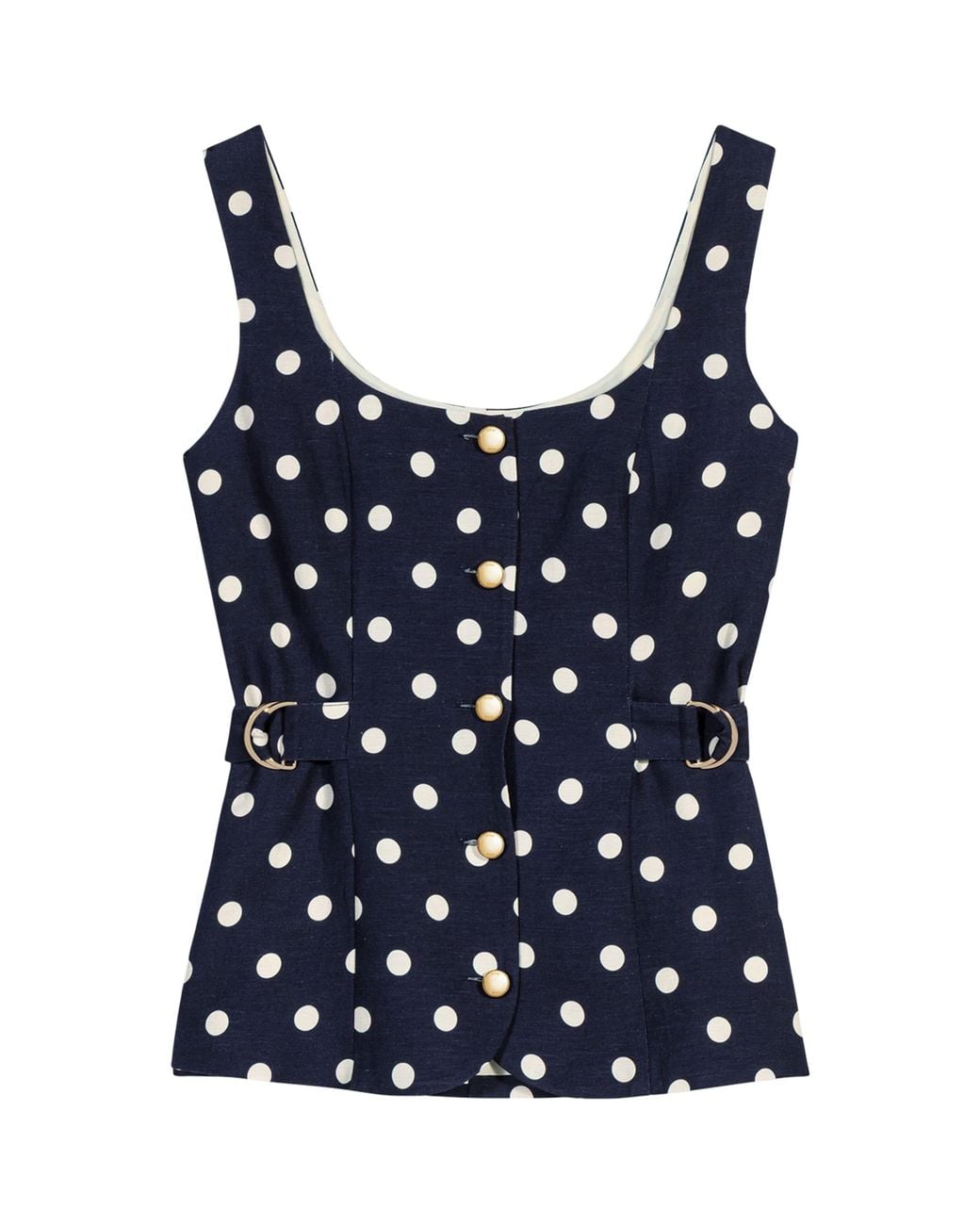 Maje Blue Linen-Blend Polka-Dot Waistcoat