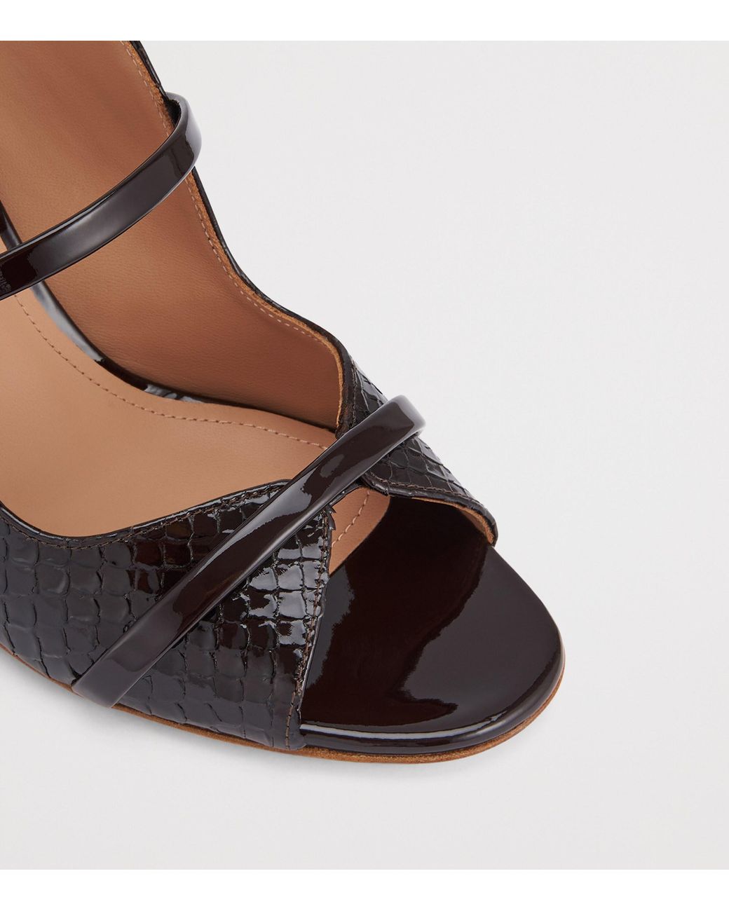 Malone Souliers Black Patent Leather Norah Heeled Sandals 70