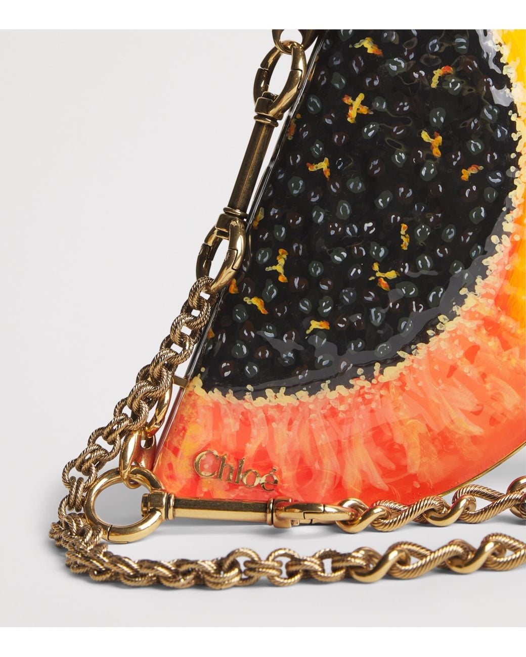 Chloé Orange Enamel Tropicus Papaya Minaudière Bag