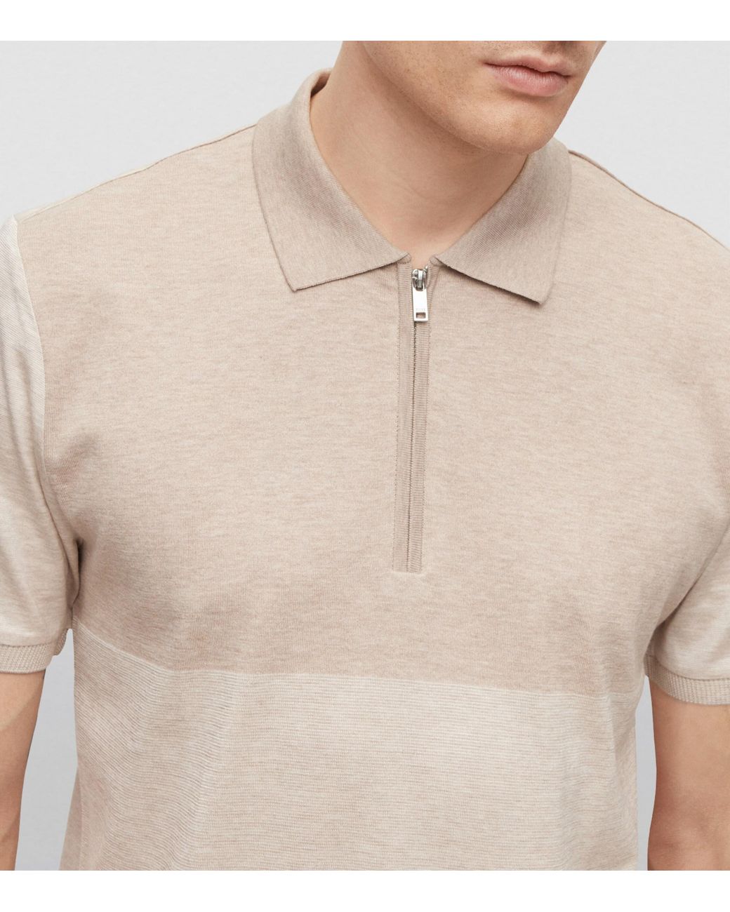 Boss White Cotton-Silk Polo Shirt for men