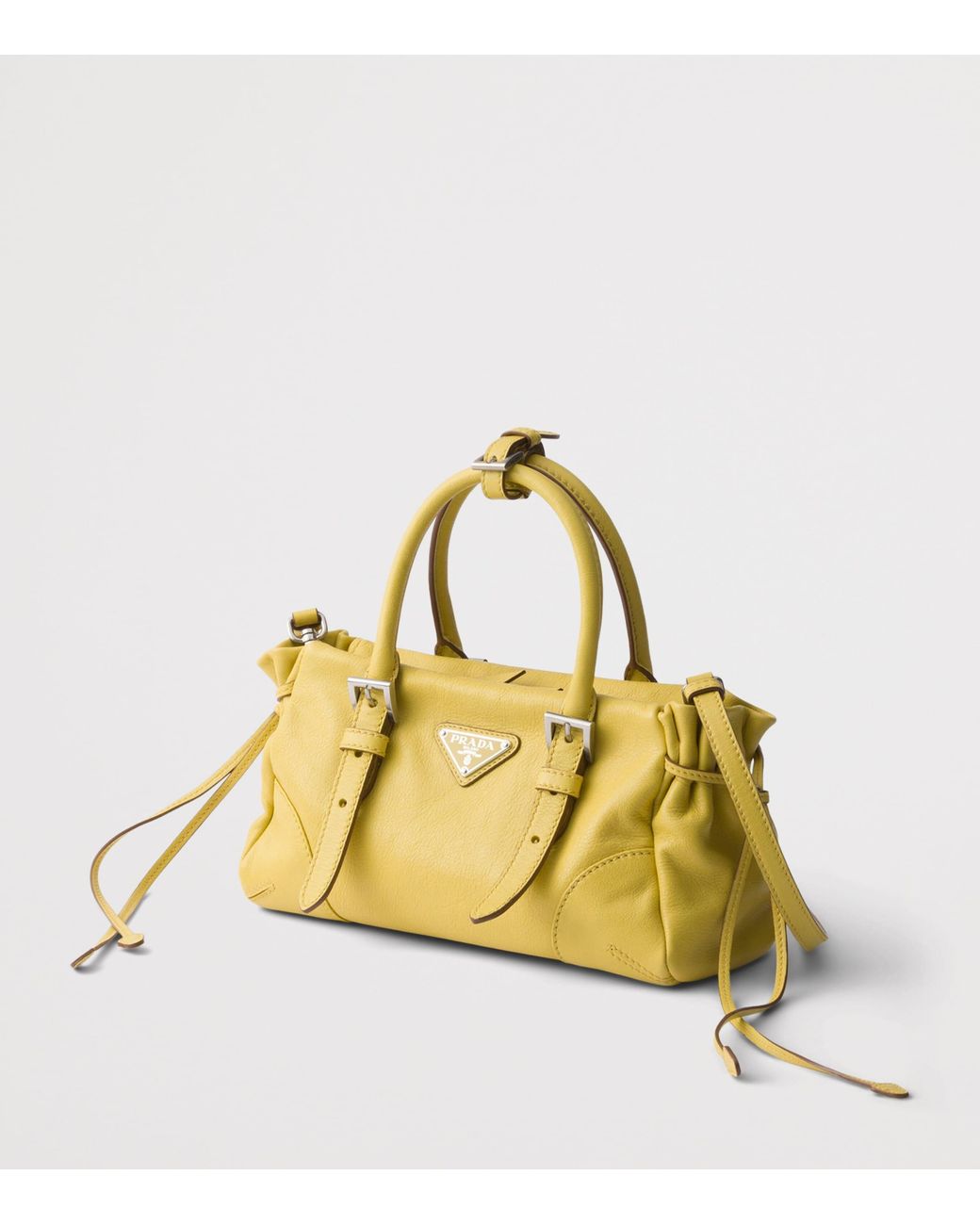 Prada Yellow Small Calfskin Bonnie Top-Handle Bag