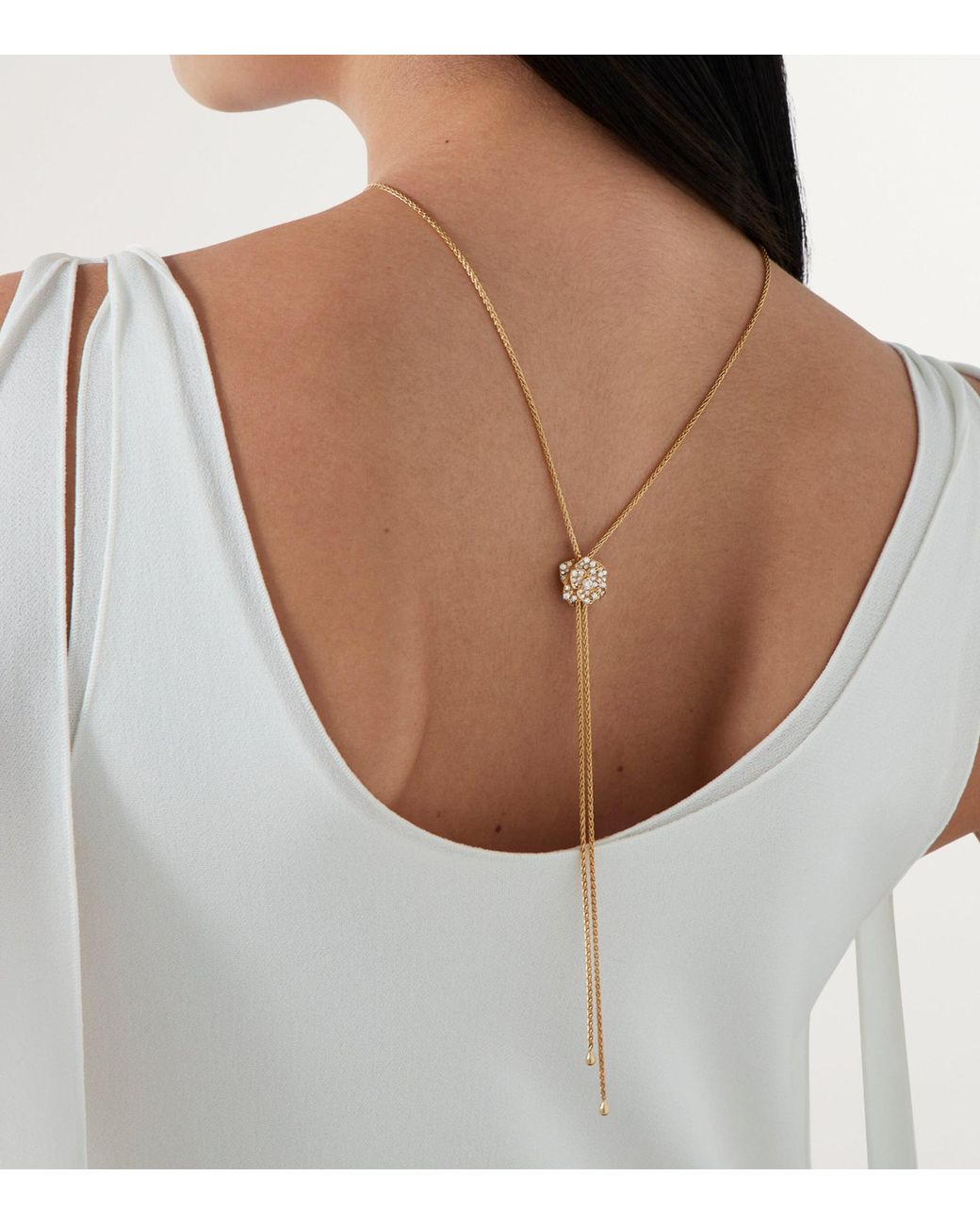 Piaget Metallic Rose And Diamond Rose Pendant Necklace