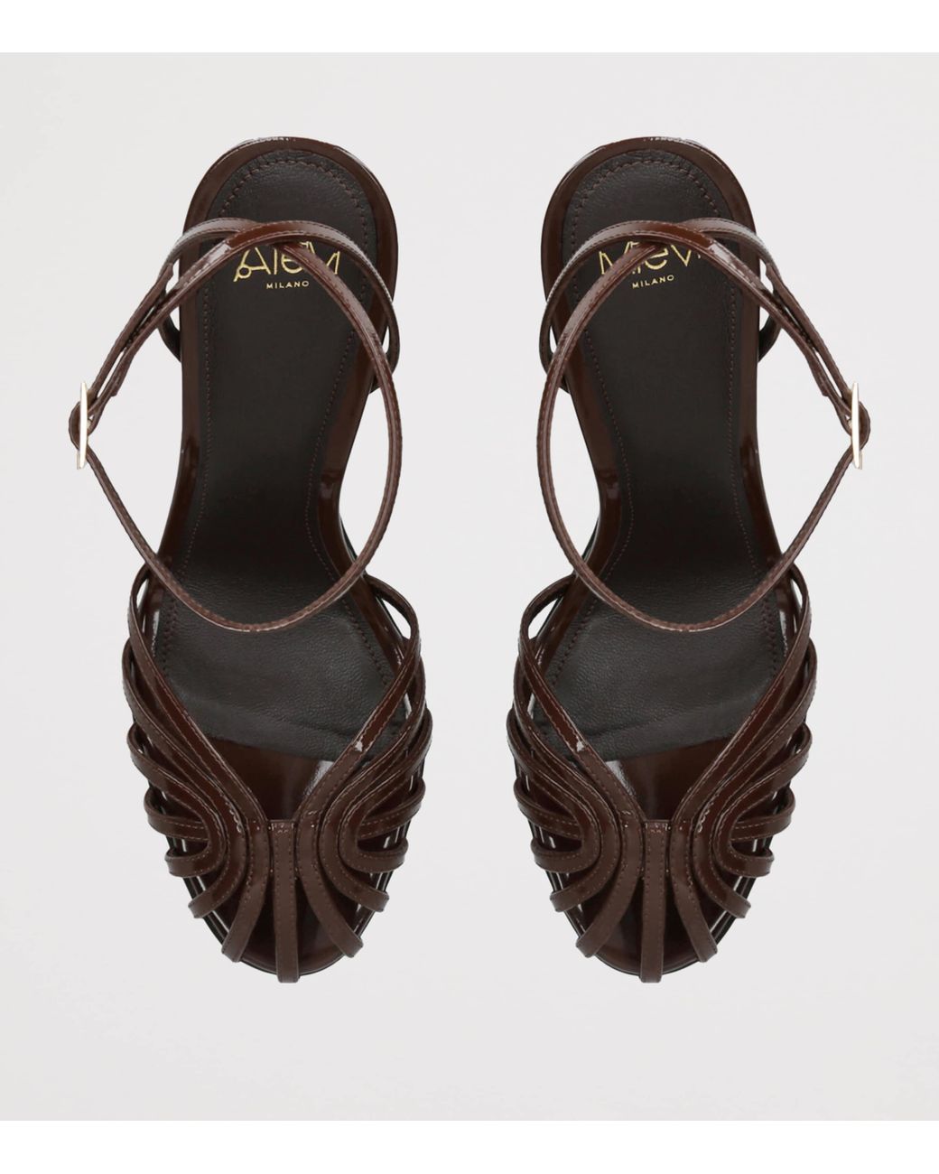ALEVI Black Patent Leather Blake Heeled Sandals 95