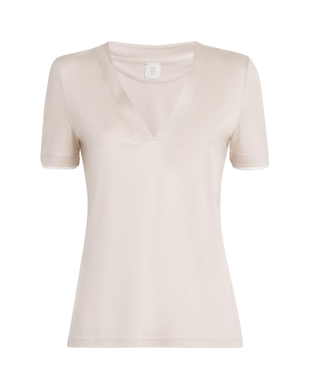 Eleventy White Jersey V-Neck T-Shirt