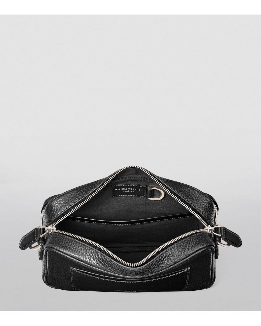 Aspinal Black Leather Reporter East West Messenger Bag for men