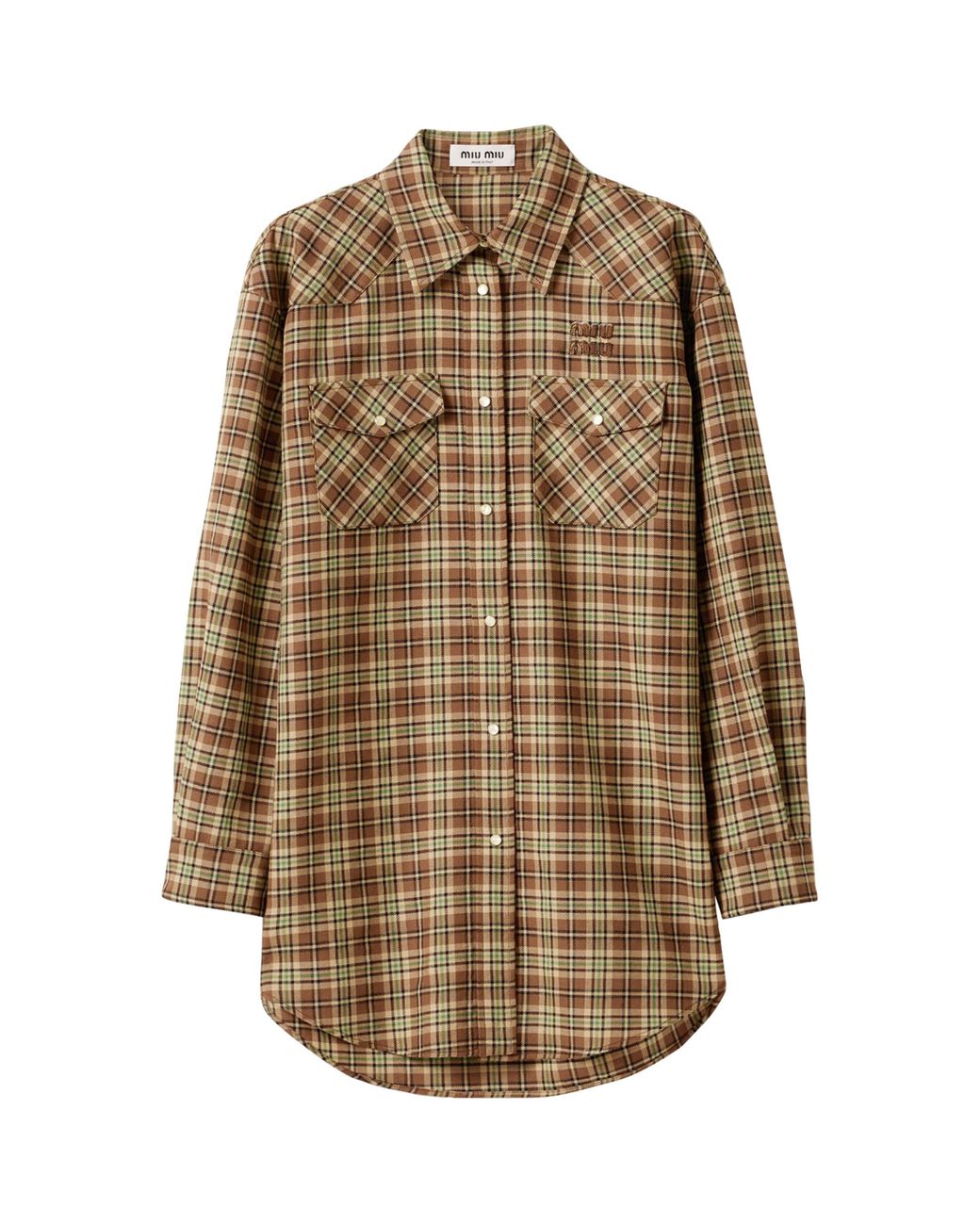 Miu Miu Brown Fleece Plaid Shirt