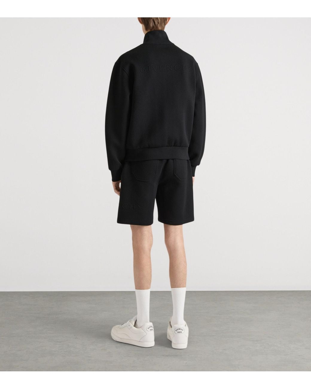Givenchy Black Herringbone Zip-Up Sweatshirt for men
