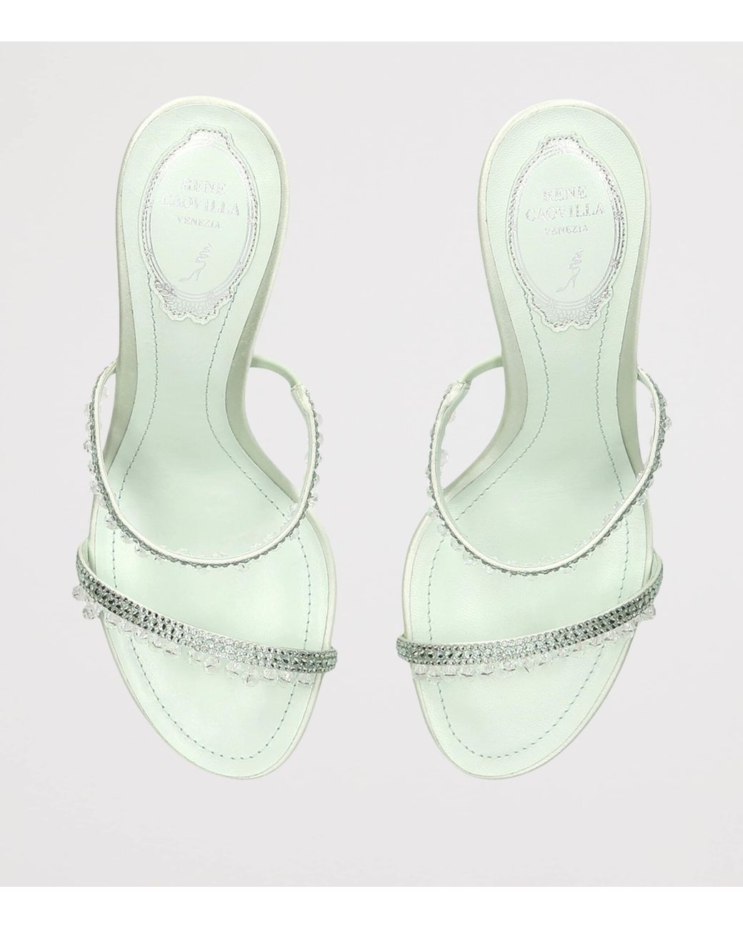 Rene Caovilla White Leather Chandelier Mules 80