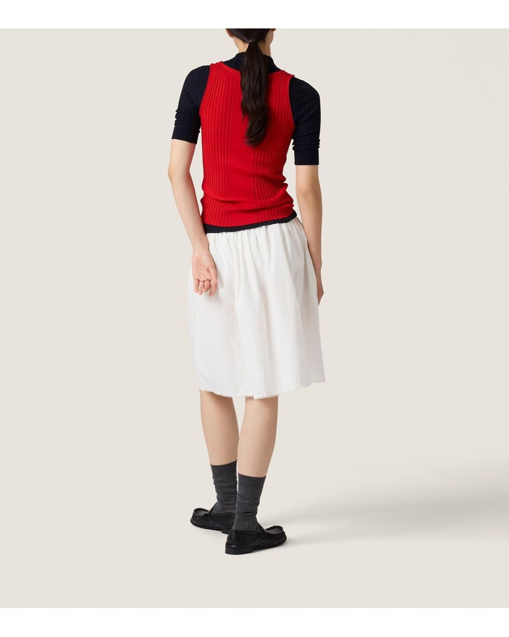 Miu Miu Red Wool Rib-Knit Tank Top
