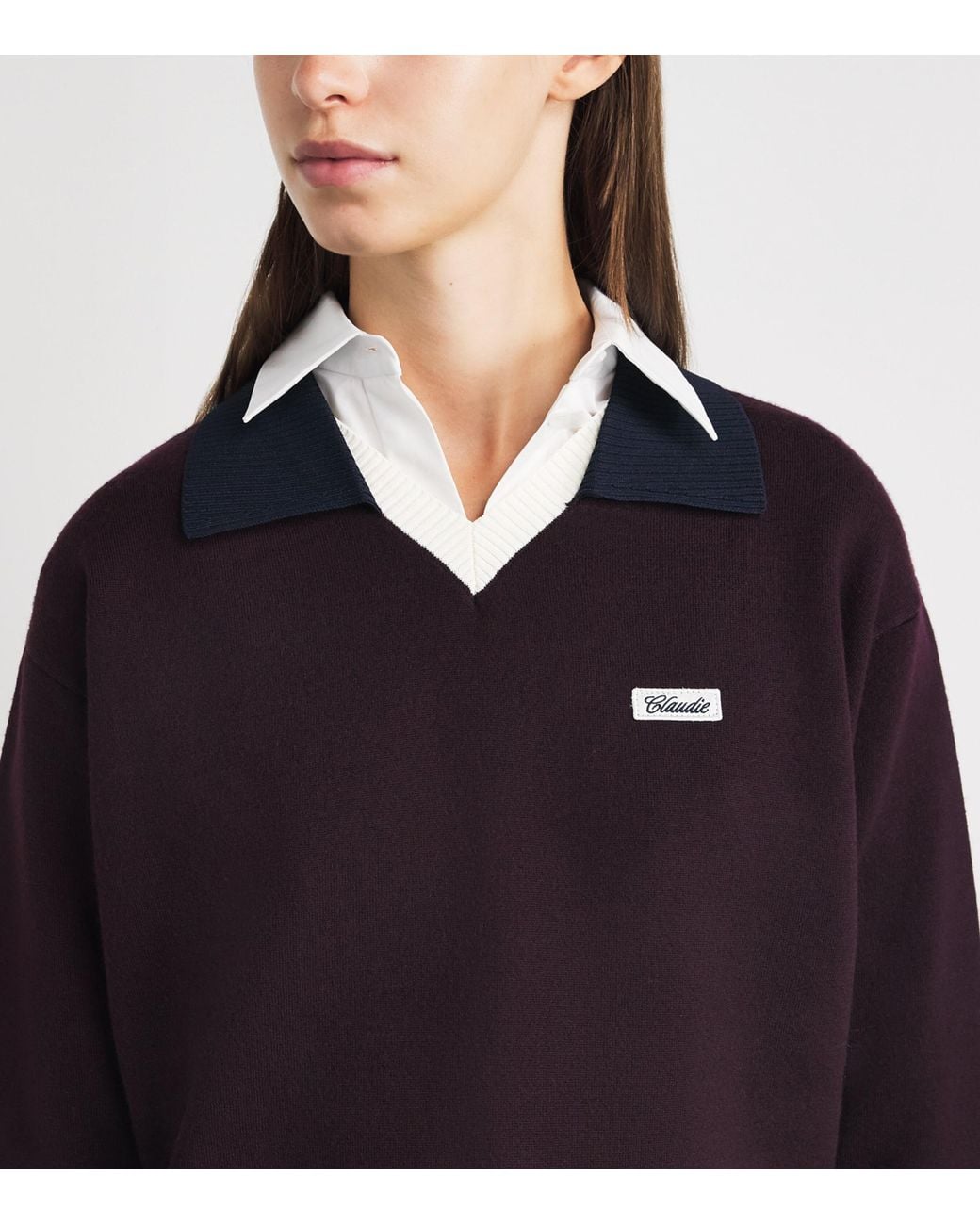 Claudie Pierlot Blue Wool-Blend Polo Sweater