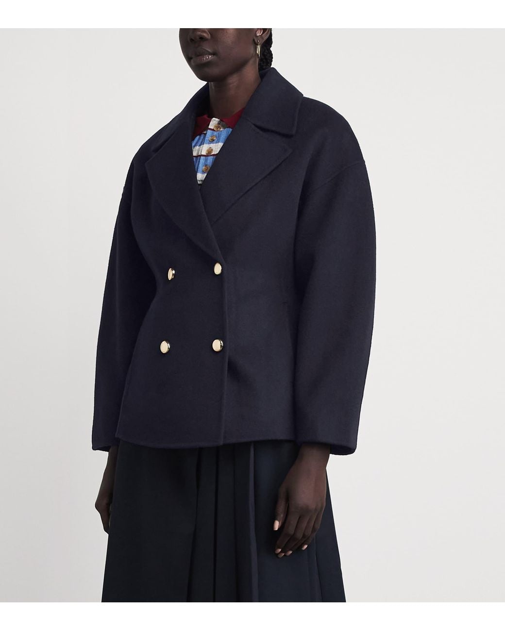 Maje Blue Wool Pea Coat