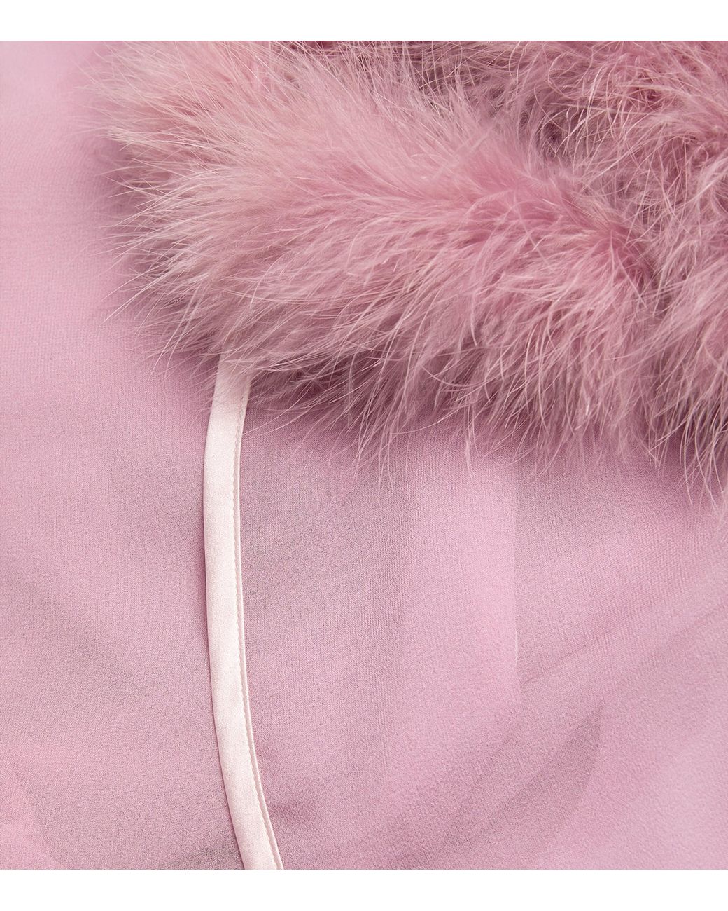 Gilda & Pearl Pink Silk Marabou Feather-Trimmed Diana Robe